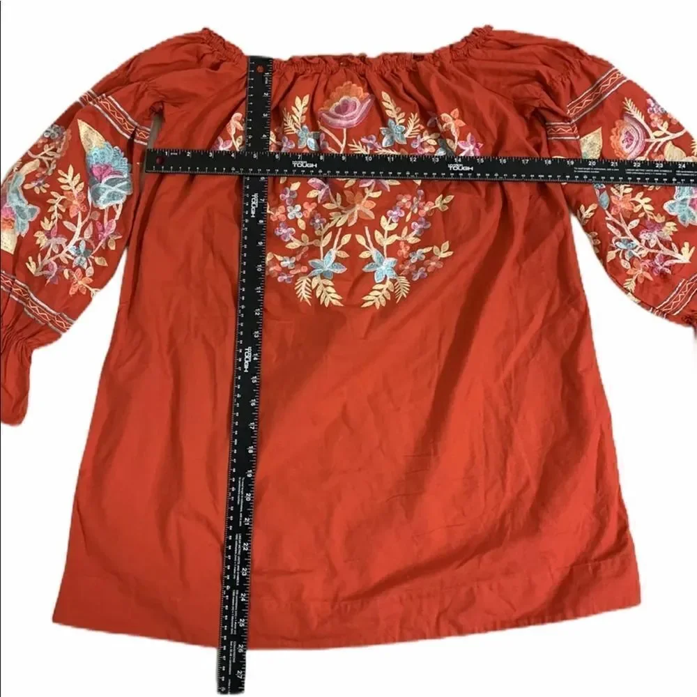 Free People Fleur Du Jour Red Floral Embroidered Mini Dress Size Small